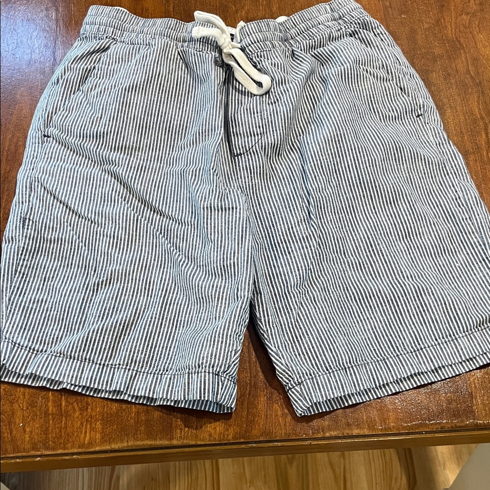 Banana Republic Navy and White Striped Flat Front Shorts